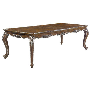 ACME Latisha Wooden Dining Table with Floral Moldings in Antique Oak
