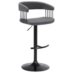 Armen Living - Calista Adjustable Bar Stool, Blue Fabric With Black Metal, Gray - Give a contemporary update to your home with our stunningly stylish and comfortable Calista adjustable bar or counter stool. Featuring sturdy construction, our bar stool stands out with a curved and thoughtfully contoured backrest and seat, wrapping you in supreme comfort. The counter stool features a rich blend of materials and finishes to make a plush and modern statement in your eat-in kitchen, bars, or lounge. With a generously cushioned backrest and seat, our contemporary barstool provides a stylish and comfortable solution for entertaining in a home or apartment. It is upholstered in high performance fabric or faux leather which does not crack or fade easily; it is both stain and UV resistant for easy maintenance and longevity. Our bar stool is expertly crafted from metal and engineered wood to provide a durable and multifunction seating option that can work efficiently from a kitchen to a home office. Featuring a built-in footrest and smooth lifting mechanism, our adjustable counter stool effortlessly caters to a kitchen island, pub table, home bar, or adjustable desk. It includes a wonderful 360-degree swivel function with a smooth gliding system to make island chats, meals, and conversation a lot more enjoyable. The Calista adjustable bar or counter stool easily incorporates into any home and is available in your choice of black metal finish with your choice of gray faux leather, or light gray or blue fabric upholstery, or a black and Golden Bronze metal finish with your choice of black or gray faux leather upholstery.