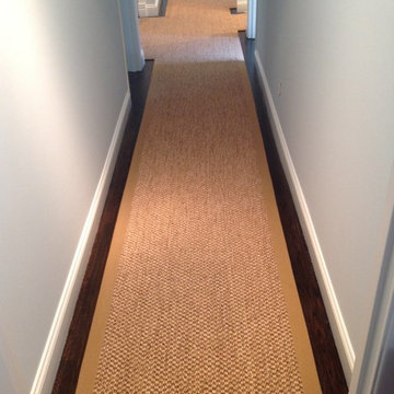Custom fitted sisal carpet runner with wide binding