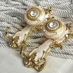 5 Colors QYM76 Crystal Curtain Holdbacks in White in gold Color - Window Treatment Accessories