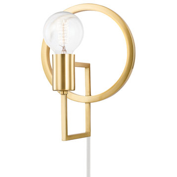 Tory 1-Light Portable Wall Sconce Aged Brass