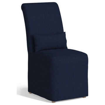 Sunset Trading Newport 20" Fabric Slipcovered Dining Chair in Navy Blue