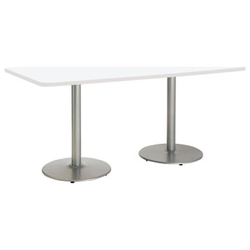 KFI Mode 42" x 96" Conference Table with White Round Silver Base Bistro Height