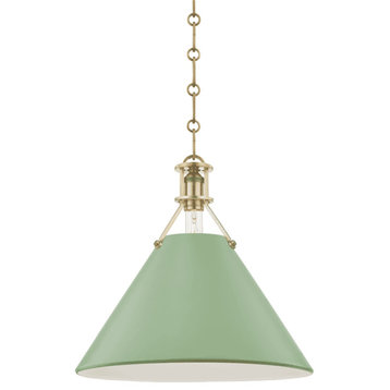 Hudson Valley Painted No.2 by Mark D. Sikes Pendant Light in Aged Brass and Le