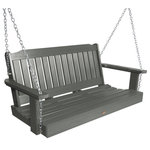 Highwood USA - Lehigh Porch Swing, Coastal Teak, 4' - 100% Made in the USA - backed by US warranty and support