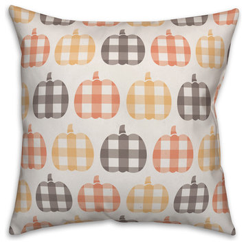 Plaid Pumpkin Pattern 16"x16" Throw Pillow