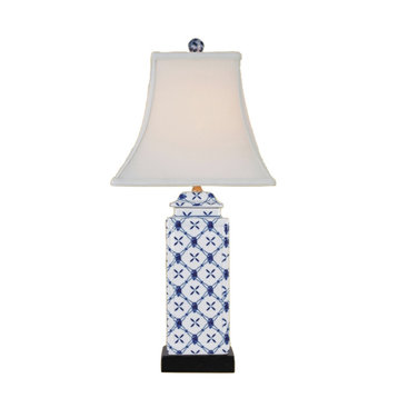 Akil Porcelain Table Lamp, Blue and White