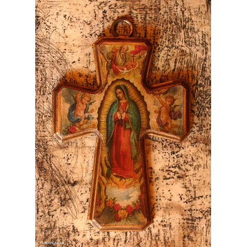 NOVICA Guadalupe And Decoupage Cross