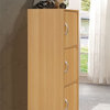 Hodedah 3 Shelf 3 Door Multi-Purpose Wooden Bookcase in Beige Finish