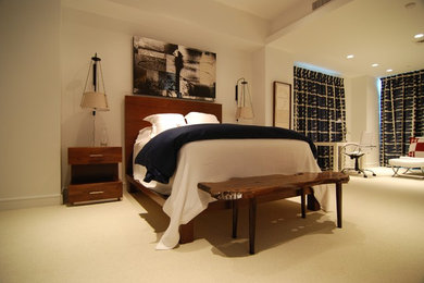 Example of a minimalist bedroom design in Miami