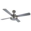 52" 4-Blade Ceiling Fan with LED Light and Remote Control, Brushed Nickel Finish