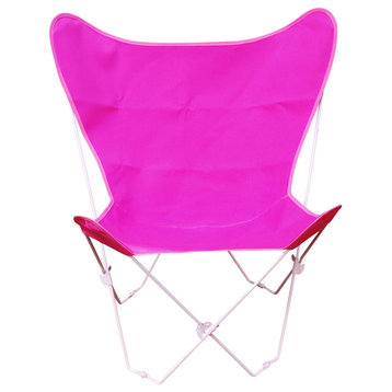Butterfly Chair and Cover Combo With White Frame, Pink