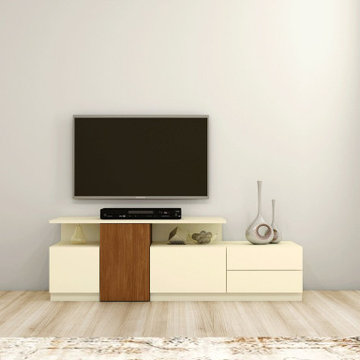 Floor TV Units in Alabaster White Lincoln Walnut | Inspired Elements