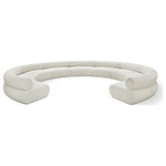 Meridian Furniture - Bale Cream Chenille Fabric Modular Sofa, Cream, 9-Piece, Arc Shaped - Experience the perfect fusion of style and coziness with this Bale cream chenille fabric modular sofa, a standout piece from the Bale collection. A seamless combination of form and function, this sofa offers an inviting place to relax and curl up with a good book. Its luscious soft cream chenille upholstery exudes sophistication and provides unrivaled comfort. The sofa's upholstery has a cross-hatched design for a unique texture, adding to its aesthetic beauty in the living room, study, or lounge.