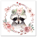 Designs Direct Creative Group - Floral Raccoon 16x16 Canvas Wall Art - Instant charm, refresh your space with a unique piece of artwork that has been designed, printed, and assembled in the USA. Digitally printed on demand with custom-developed inks, this design displays vibrant colors proven not to fade over extended periods of time. The result is a stunning piece of wall art you will love.