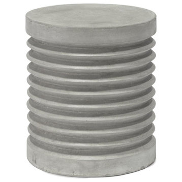 Luxe Minimalist Cast Cement Geometric Drum Table Outdoor Indoor Concrete Stool