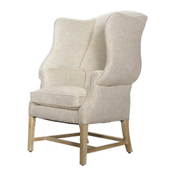English Linen Wingback Chair - Armchairs And Accent Chairs