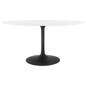 Lippa 60" Oval Wood Top Dining Table Black White