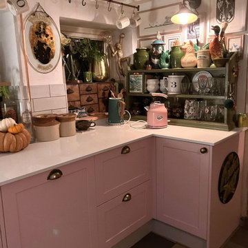 Pink Shaker Cottage Style Kitchen