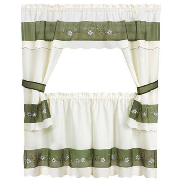 Berkshire Cottage Curtain Set 58"x24" Tailored Tier Pair/58"x36" Tailored Topper