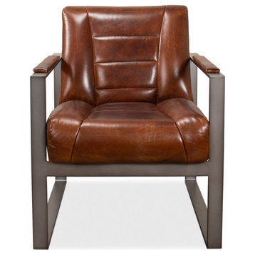 Stuttgart Leather Accent Chair Metal Frame