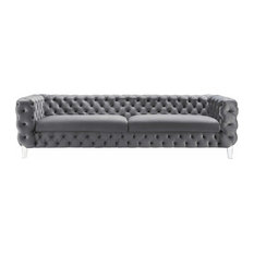 Extra Long Sofas Houzz Tov Furniture Celine Velvet 108 Sofa Gray Sofas