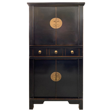 59" Chinese Chest On Chest Finished, Black Lacquer