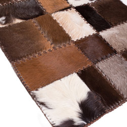 Luxury Handmade Cowhide Patchwork Hallway & Stair Runner, Brown White, 7'7"x2'6" - Hall And Stair Runners