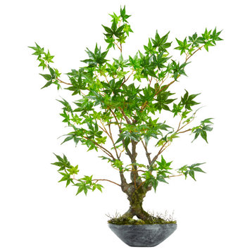 30" Maple Bonsai Artificial Tree, Planter