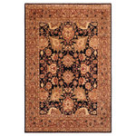 Bareens Designer Rugs - Boho Chic Ziegler Carmela Blue Brown Hand-Knotted Wool Rug - 8'1'' x 10'0'' - Enhance the ambiance of your home with this magnificent Persian-influenced Turkish hand-knotted rug made by skilled artisans capable of creating the most exceptional vegetable dyes and hand-spun wool. This exquisite handmade rug is a one-of-a-kind Peshawar Kafkaz, otherwise identified as Chobi, Chobi Peshawar, Oushak, or Ziegler rug. These handmade rugs are crafted in Pakistan utilizing superior-quality wool imported from Australia, New Zealand, and Korea in two types of weaves: the Persian weave and the Mori weave. This rug is meticulously crafted by hand using the finest natural vegetable dyes extracted from local plants. The artisans use a blend of hand-spun local and fine merino wool, resulting in a rug with a compelling texture, higher lanolin content, and longer staple. The artisans occasionally incorporate natural or artificial silk into the pile to enhance specific motifs. The finished product is an awe-inspiring execution of flawless design and an understated palette that exudes elegance.