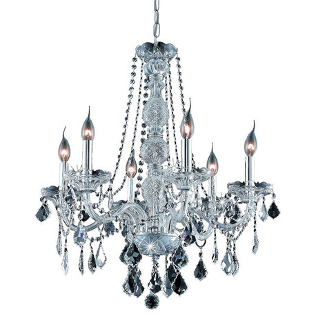 Verona 6-Light Chrome Chandelier, Crystal: Royal Cut