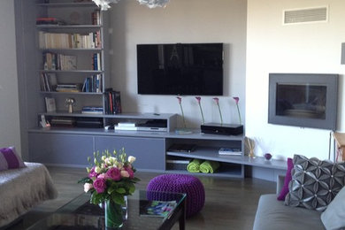 Trendy living room photo in Houston