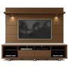 Cabrini Tv Stand And Floating Wall Tv Panel With Led Lights 2.2 In Nut Brown
