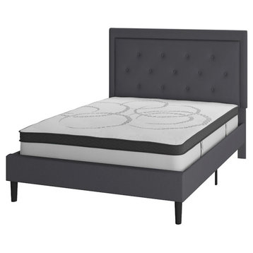 Flash Furniture Roxbury Full Platform Bed Set, Dark Gray, SL-BM10-30-GG