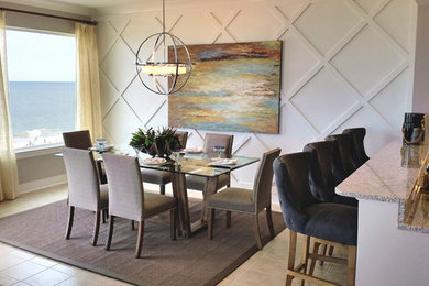 Large beach style ceramic tile kitchen/dining room combo photo in Other