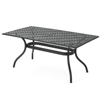 GDF Studio Taylor Cast Aluminum Rectangle Table, Black Sand