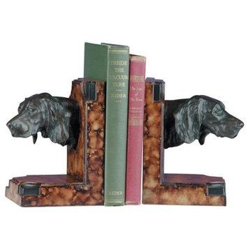 Bookends Bookend TRADITIONAL Lodge English Setter Head Dogs Resin