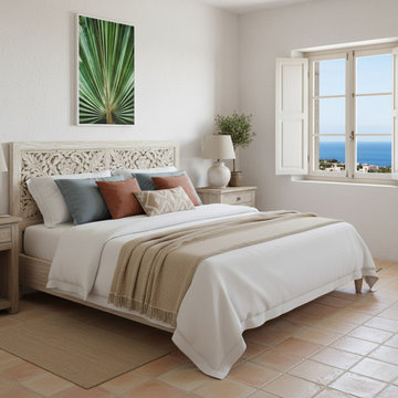 Aged and Colorized Wide Palm Leaves 2 Mediterranean Style Wall Art