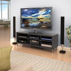 Prepac 9 Designer Collection 55" TV Stand in Black Laminate - Entertainment Centers And Tv Stands