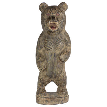 NOVICA Roaring Bear And Wood Sculpture  (11 Inch)