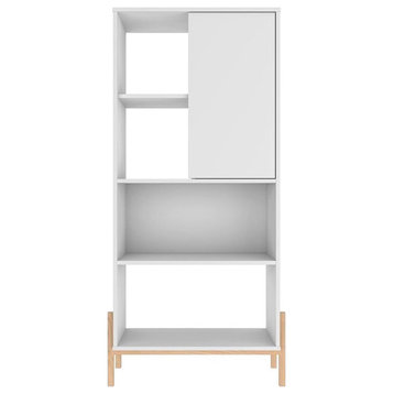 Manhattan Comfort Bowery 5-Shelf Solid Wood Bookcase in White