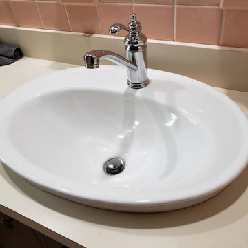 Updated Vintage Peach Bathroom - New sink and spigot