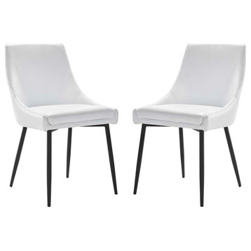 Viscount Vegan Leather Dining Chairs, Set of 2, Black White