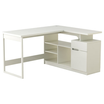 Lexi 55" Corner and Computer L Shaped Desk Glossy White