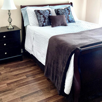 Staging of occupied guest bedroom