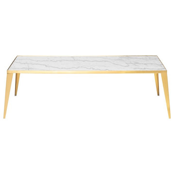 Caruso Coffee Table white marble top brushed gold