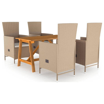 vidaXL Patio Dining Set 5 Piece Table and Chairs Patio Conversation Set Beige