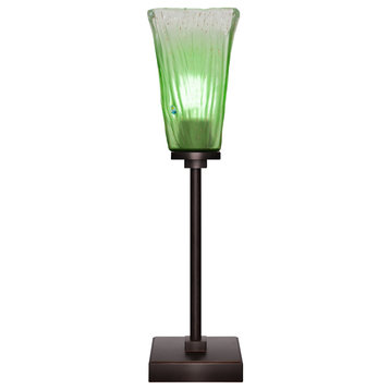 Luna 1-Light Table Lamp, Dark Granite/Square Kiwi Green Crystal