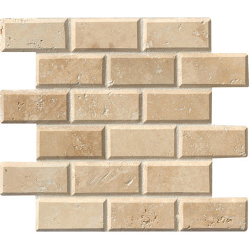 MSI SMOT-2X4HB 2" x 4" Brick Joint Mosaic Tile - Honed Travertine - Ivory