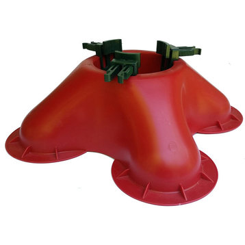Red Christmas Tree Stand with Clamping System - For Live Trees up to 10'